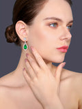 Emerald Green Crystal Drop Earrings for Women