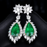 Emerald Green Crystal Drop Earrings for Women