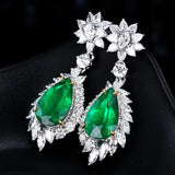 Emerald Green Crystal Drop Earrings for Women