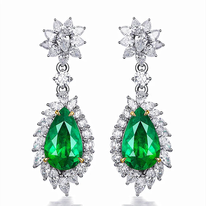 Emerald Green Crystal Drop Earrings for Women