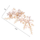 Pearl Rhinestone Ceramic Flower Wedding Hair Comb Hair Clip