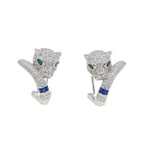 Leopard Design CZ Paved Animal Earring for Women Girls