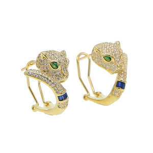 Leopard Design CZ Paved Animal Earring for Women Girls
