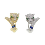 Leopard Design CZ Paved Animal Earring for Women Girls