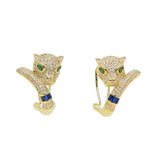 Leopard Design CZ Paved Animal Earring for Women Girls