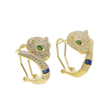 Leopard Design CZ Paved Animal Earring for Women Girls