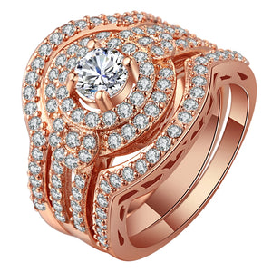 3pc Zirconia Crystal Ring Set for Women Wedding Jewelry