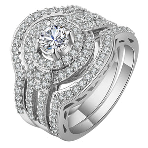 3pc Zirconia Crystal Ring Set for Women Wedding Jewelry