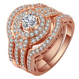 3pc Zirconia Crystal Ring Set for Women Wedding Jewelry