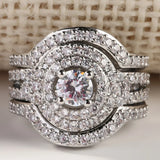 3pc Zirconia Crystal Ring Set for Women Wedding Jewelry