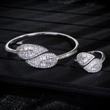 Leaf Shape Bangle Ring Sets Dubai Bridal Jewelry For Women Wedding S0720