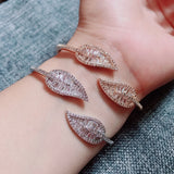 Leaf Shape Bangle Ring Sets Dubai Bridal Jewelry For Women Wedding S0720
