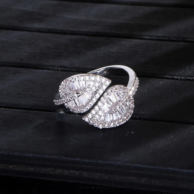 Leaf Shape Bangle Ring Sets Dubai Bridal Jewelry For Women Wedding S0720