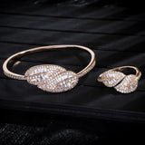 Leaf Shape Bangle Ring Sets Dubai Bridal Jewelry For Women Wedding S0720