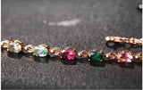 Multicolor Crystal Chain Bracelet 18k Rose Fine Bridal Jewelry