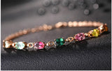 Multicolor Crystal Chain Bracelet 18k Rose Fine Bridal Jewelry