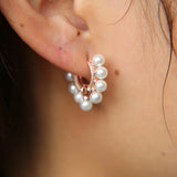925 Silver Small HOOP Earrings Pink ROSE Pearl