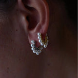 925 Silver Small HOOP Earrings Pink ROSE Pearl