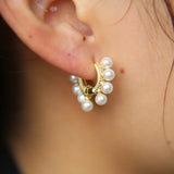 925 Silver Small HOOP Earrings Pink ROSE Pearl