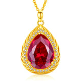 Red Crystal Ruby Gemstones Pendant Necklace 14k Jewelry