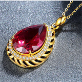 Red Crystal Ruby Gemstones Pendant Necklace 14k Jewelry