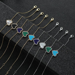 Romantic Heart Shell Bracelet for Women Rhinestone Bangle