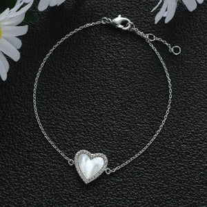 Romantic Heart Shell Bracelet for Women Rhinestone Bangle