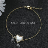 Romantic Heart Shell Bracelet for Women Rhinestone Bangle