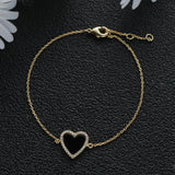Romantic Heart Shell Bracelet for Women Rhinestone Bangle
