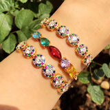Rainbow Bracelet Full Pave Colorful Cubic Zircon Adjustable Charm Chain Bracelet