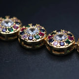 Rainbow Bracelet Full Pave Colorful Cubic Zircon Adjustable Charm Chain Bracelet