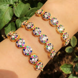 Rainbow Bracelet Full Pave Colorful Cubic Zircon Adjustable Charm Chain Bracelet