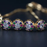 Rainbow Bracelet Full Pave Colorful Cubic Zircon Adjustable Charm Chain Bracelet