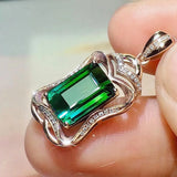 Royal Green Emerald Diamond Pendant Necklace 18k Rose Choker Jewelry