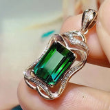 Royal Green Emerald Diamond Pendant Necklace 18k Rose Choker Jewelry