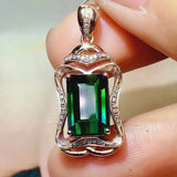 Royal Green Emerald Diamond Pendant Necklace 18k Rose Choker Jewelry