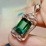 Royal Green Emerald Diamond Pendant Necklace 18k Rose Choker Jewelry