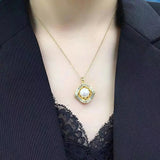 Royal Pearl & Zircon Diamonds Pendant Necklace for Women