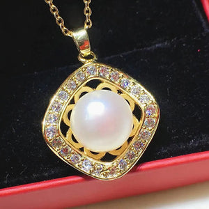 Royal Pearl & Zircon Diamonds Pendant Necklace for Women