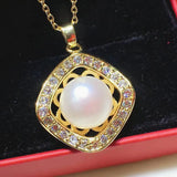Royal Pearl & Zircon Diamonds Pendant Necklace for Women