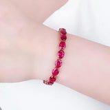 Purple Ruby Crystal Bracelet for Women, 14K Rose Gold Engagement Jewelry