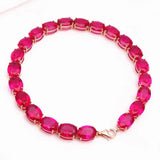 Purple Ruby Crystals Bracelet 14K Rose Gold Engagement Jewelry