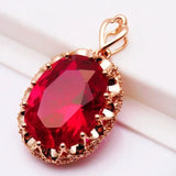 Purple Plated Ruby Necklace for Women 14K Rose Gold Pendant Wedding Jewelry