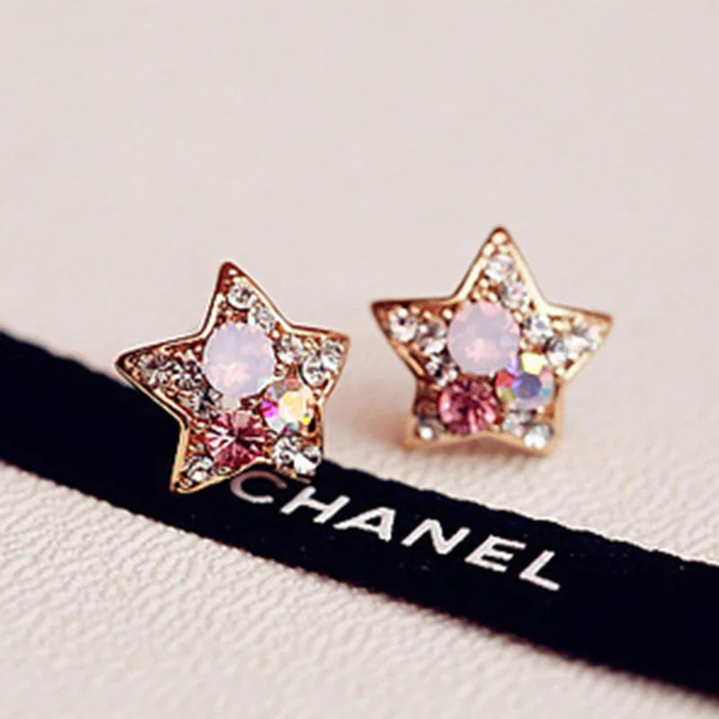 Colorful Rhinestones Clip Earrings Crystal Ear Clip Wedding Kids