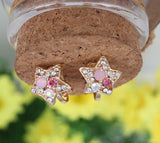 Colorful Rhinestones Clip Earrings Crystal Ear Clip Wedding Kids