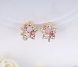 Colorful Rhinestones Clip Earrings Crystal Ear Clip Wedding Kids