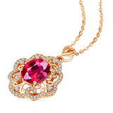 Vintage Ruby Red Crystal Pendant Necklaces Women Choker Jewelry