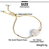Baroque Freshwater Pearl Bracelet 18k Plated Link Women Slider Knot Wristbands