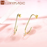 Luxyimagic 925 Silver Emerald Drop Earrings Wedding Jewelry