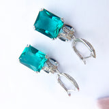 Luxyimagic Brazilian Paraiba Emerald Tourmaline Gemstone Earrings